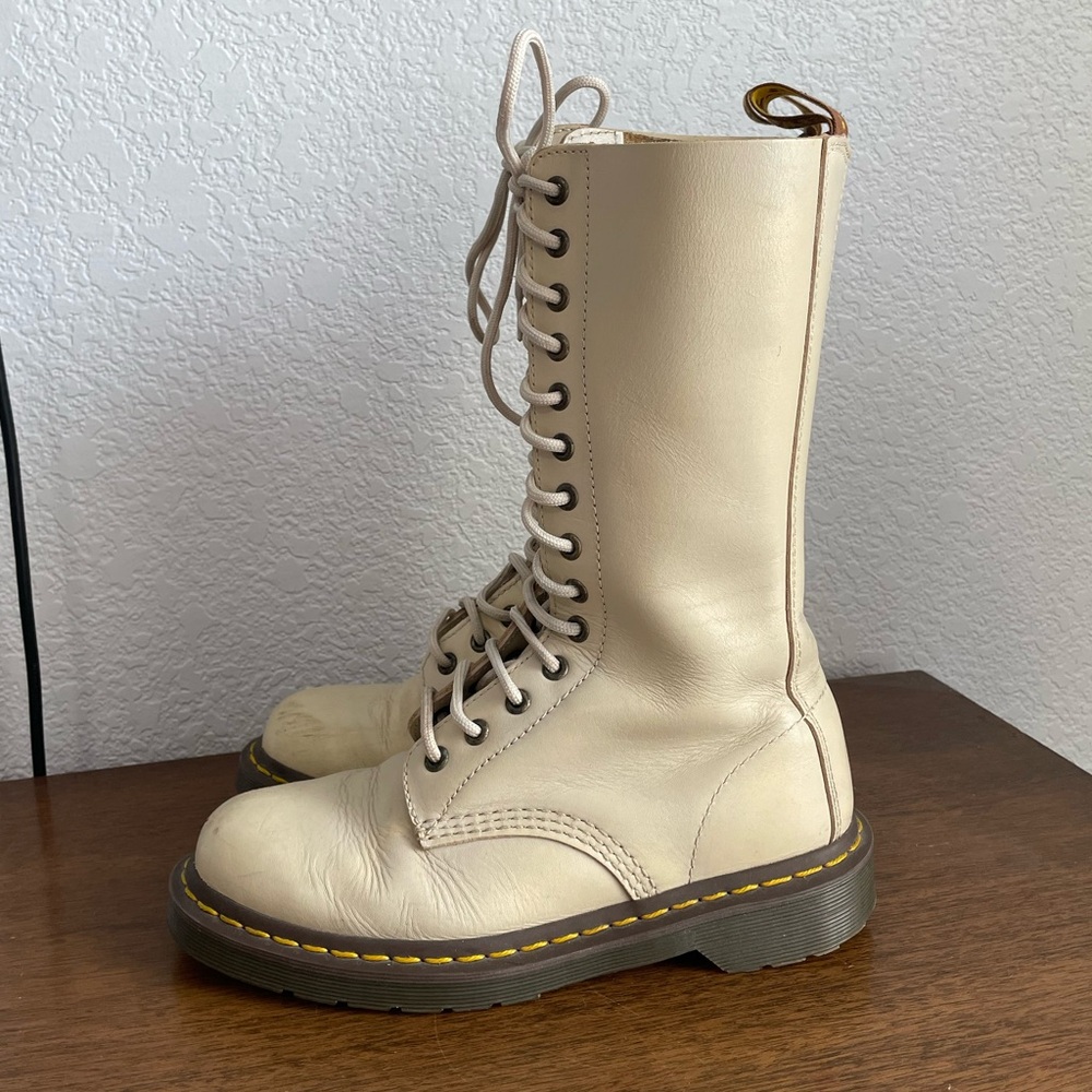 Dr. Martens Tan and Cream Combat Boots